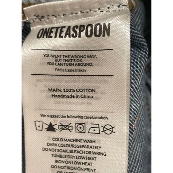 One Teaspoon HOLLYWOOD FRANKIES LONG LENGTH DENIM SHORT Size 24 - Picture 12 of 13